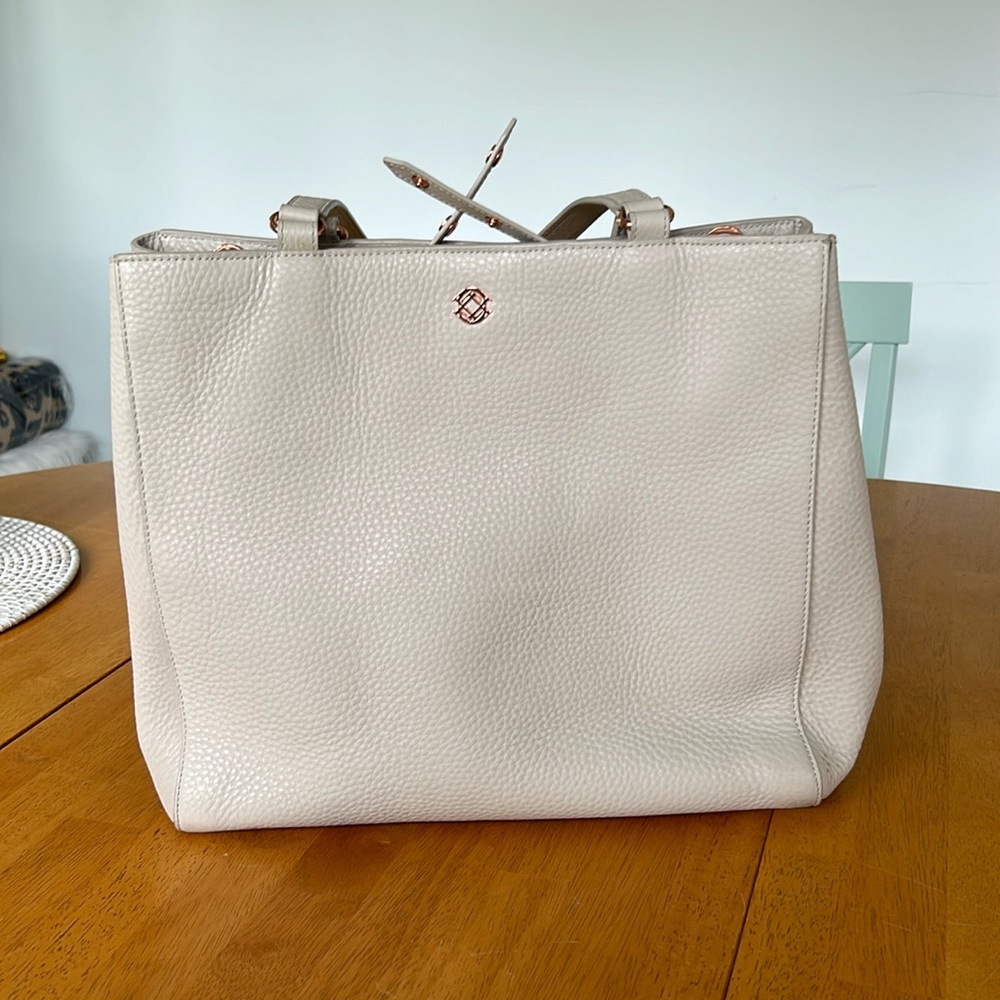 Dange Dover Allyn Leather Tote Bone Medium